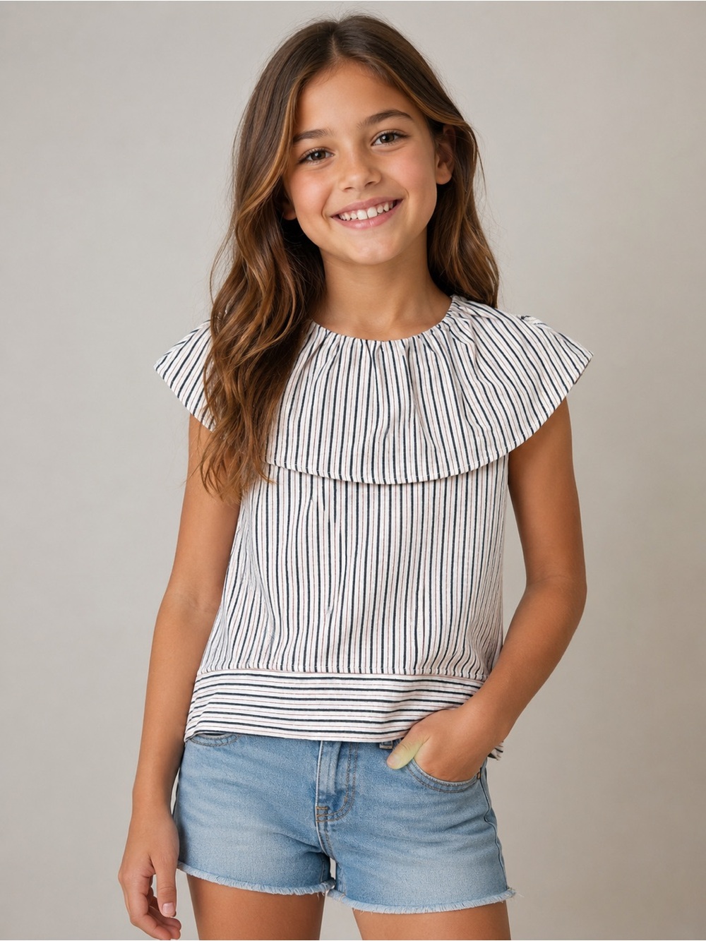 NWT The Sunday Collective Striped Cotton Blend Top